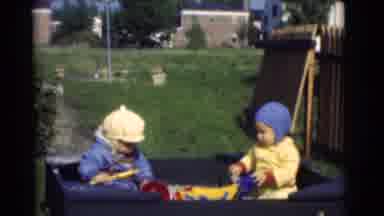 Chatham New Jersey (1951): Two Little Kids Are Playing With Their Buckets Outside
