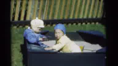 Chatham New Jersey (1951): Two Little Children Playing Outside On The Lawn On A