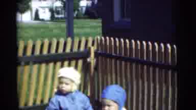 Chatham New Jersey (1951): 2 Children Playing Within A Fence In A Garden With