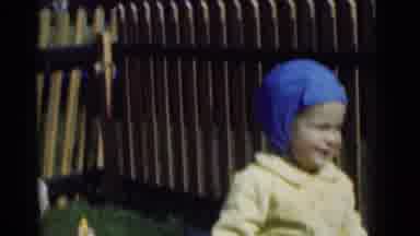Chatham New Jersey (1951): Two Toddlers Outdoors In A Fenced Yard Wearing Hats And