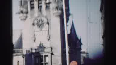 EDINBOURGH SCOTLAND-1952: Ornate Gothic Revival Building with Clock Tower