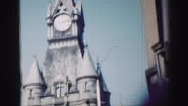 EDINBOURGH SCOTLAND-1952: Historic Clock Tower And Ancient Stone Ruins