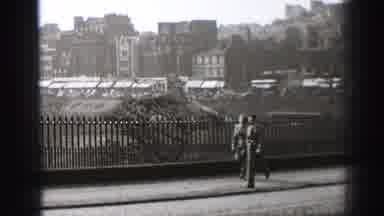 Edinbourgh Scotland (1952): Black And White Image An Old Double-Decker Bus Passes