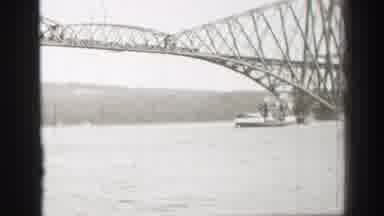 EDINBOURGH SCOTLAND-1952: Steamboat Passing Under Steel Truss Bridge