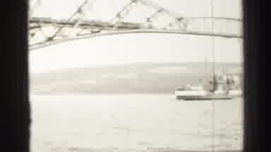 Edinbourgh Scotland (1952): The Ship Sails Under The Bridge On The Calm Waters On