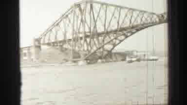 Edinbourgh Scotland (1952): Large Bridge Over River With Boat Passing Under And
