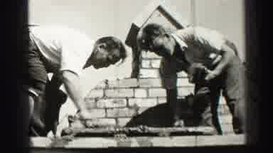 Edinbourgh Scotland (1952): Stone Worker Prepare Their Stonework For The Roof To