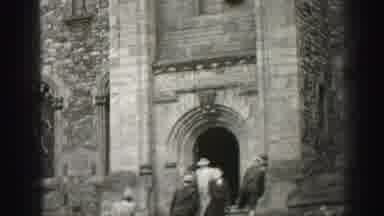 Edinbourgh Scotland (1952): Elder Group Of People Walking Up Stairs For A Picture