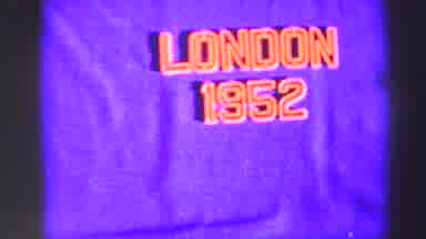 EDINBOURGH SCOTLAND-1952: Sign With Purple Background That Says London 1952