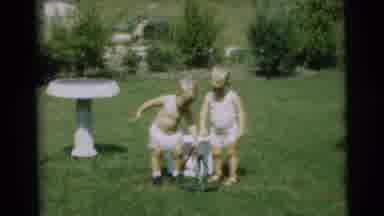 Pennington New Jersey (1954): Two Childrens Are Playing With A Pipe Of Water In