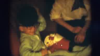Pennington New Jersey (1954): Young Child Holding A Small Doll In A Very Old Style