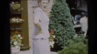Pennington New Jersey (1954): Woman Wearing Pale Blue Dress With Glasses Walks To