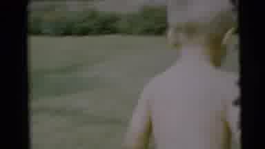 Pennington New Jersey (1954): White Male Child With Blonde Hair Running On Lawn In