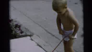 Pennington New Jersey (1954): Child Spends Nice Day Learning How To Mow A Lawn