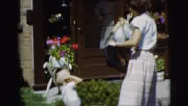 Pennington New Jersey (1955): Mother Plays Dress Up With Her Child And Tries To