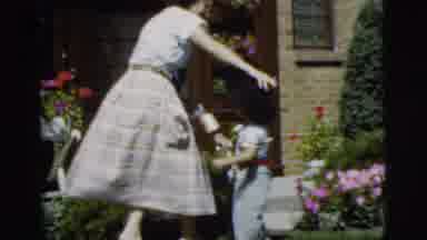 Pennington New Jersey (1955): Child Plays Outside His Home With His Mother On A