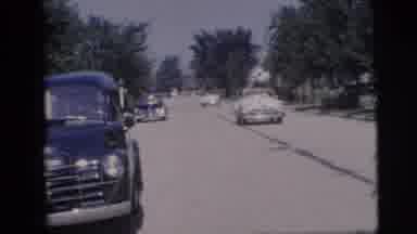 Pennington New Jersey (1955): Nice Cars Driving By On The Street Different Colors