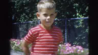 Pennington New Jersey (1955): Adorable Little Boy In His Front Yard Runs Up To The
