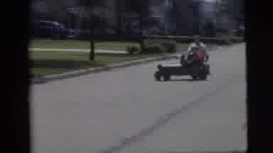 Pennington New Jersey (1955): Father And Toddler Riding In A Go Cart