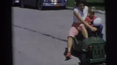 Pennington New Jersey (1955): Lady And Boy Riding In A Motorized Small Car Go-Cart