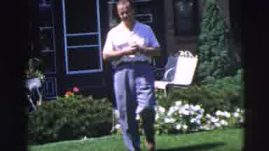 Pennington New Jersey (1955): Man Walking In His Garden