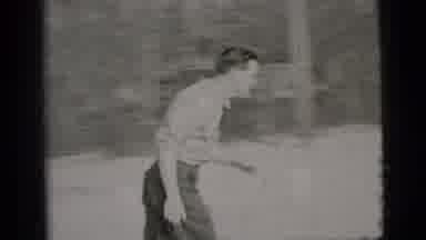 New York City (1956): Man Dog Training Exercise Running Scaffold Sand Park Shadows