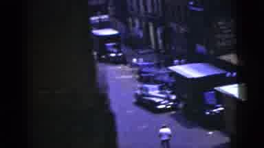 New York City (1956): Two Men Play Catch In The Middle Of A City Road