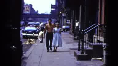 New York City (1956): A Couple Is Walking Along The Sidewalk In An Older Video