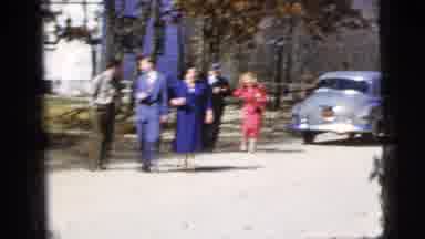 New York City (1956): People Walking Coats Dresses Suits Ties Street Vintage Car