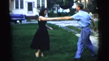 New York City (1958): Man And Woman Swing Dancing Next To Driveway Of Home And