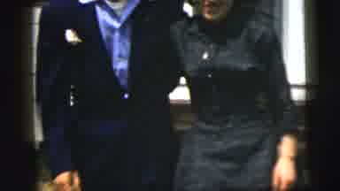 New York City (1958): Couple Coming Out Of There Home Smiling In Joyful Mood