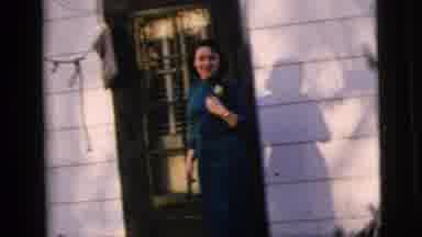 New York City (1958): Girl Walking Out Of House Front Door Down Steps
