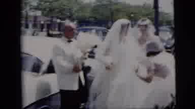 New York City (1958): Bridesmaid Fixing The Brides Wedding Dress On Her Wedding