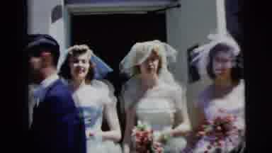 New York City (1958): Brides And Or Bridesmaids Standing In The Wind And Flower