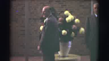 Saint Louis Missouri (1959): Two Men Posing For Picture By Flowers At Wedding