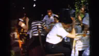 Camden New Jersey (1961): People Gathered By Table Outside Talking Eating Drinking