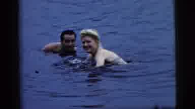 Camden New Jersey (1961): Adults Swimming And Man Splashing In A Lake