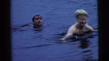 Camden New Jersey (1961): Blonde Muscular Women In Bathing Suit And Brunet Man