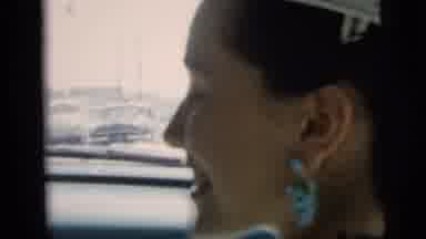Camden New Jersey (1961): Young Lady Wearing Vintage Earrings Riding In A Car