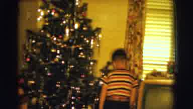 Clarkdale Arizona (1961): Two Children In Front Of A Christmas Tree Looking