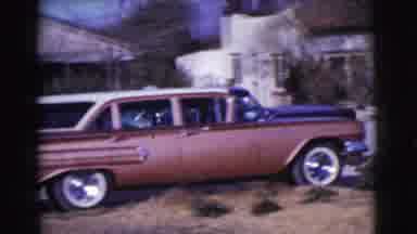 Clarkdale Arizona (1961): Old Black Ford-Like Car Goes Forward In A Old Movie