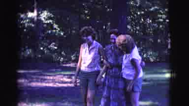 Clarkdale Arizona (1961): Three Ladies Linked Arm In Arm Smiling Outside Near The