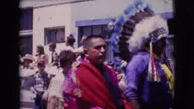 Clarkdale Arizona (1961): Indian People And Two Children Dressed As Birds Parade