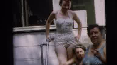 Camden New Jersey (1962): Women In Swimsuits Sitting On Steps Outside Of A Home