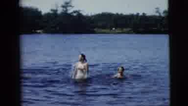Camden New Jersey (1962): Three People Bobbing Up And Down And Playing In A Lake