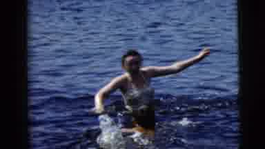 Camden New Jersey (1962): A Man And Two Women Are Swimming And Enjoying In Water