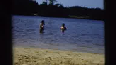 Camden New Jersey (1962): Woman And Men Swimming In Lake Near Sandy Beach Shore