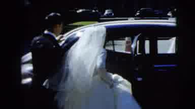 Camden New Jersey (1962): Newlywed Couple Walking To And Getting Into A Car In