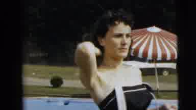 Camden New Jersey (1962): Brunette Woman Pats Herself Dry With A Towel After A Dip