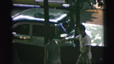 Camden New Jersey (1962): Man And Woman Outside Going Toward Other Man And Both
